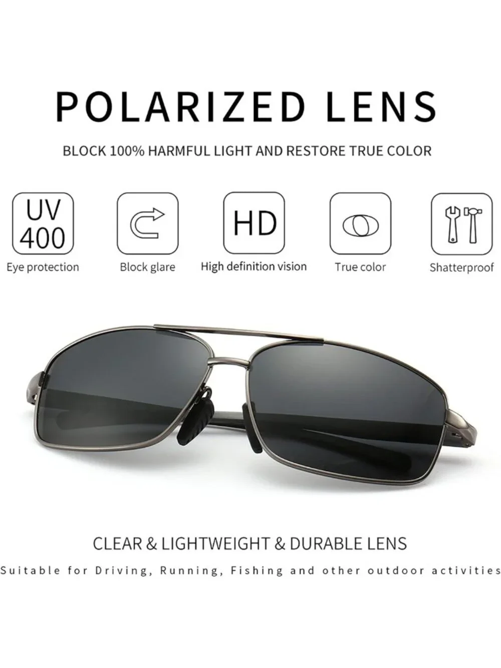 Ultra Lightweight Polarized Sunglasses for Men - UV400 Protection, Stylish